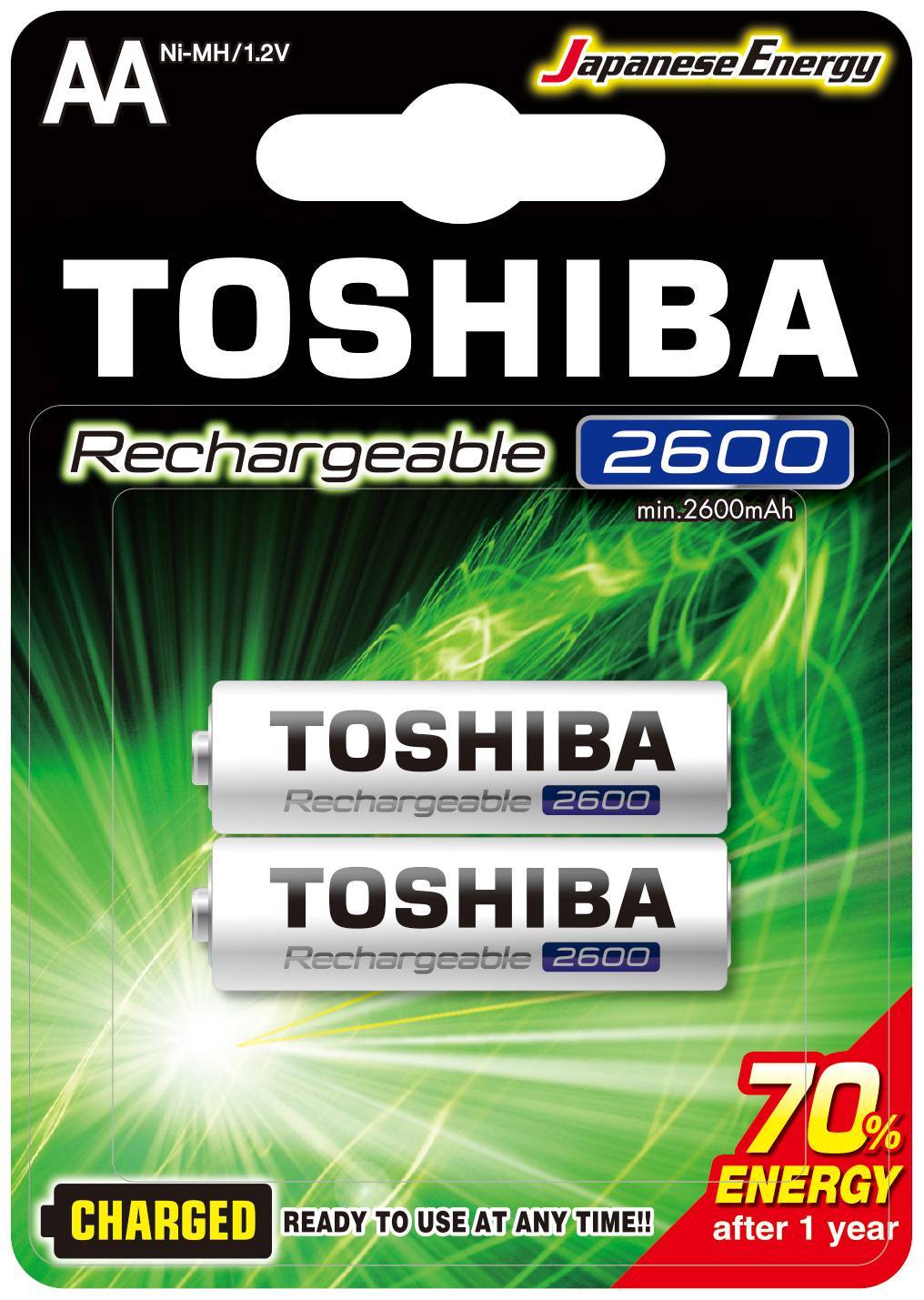 Toshiba Rechargeable AA 2600mAh (blister 2 pcs) - TOSHIBA TNH-6GAE